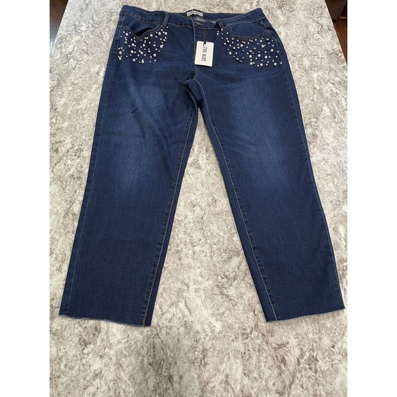 Satin Doll Bedazzled Skinny Jeans NWT Size 22 Style# F9-20810C-P Dark Wash - Picture 1 of 7